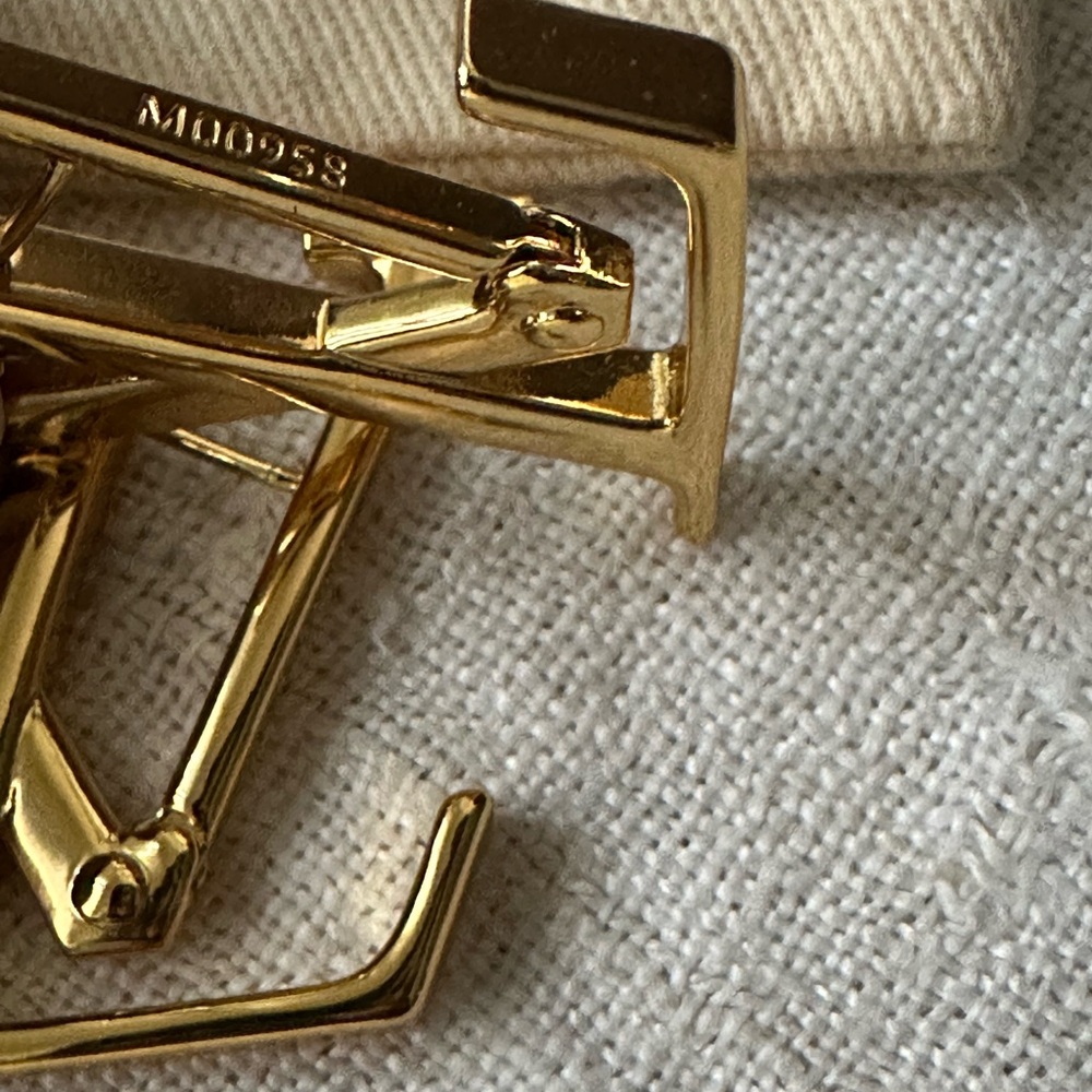 Louis Vuitton Macro LV Gold Logo Earrings w/ Dust Bag - Picture 6 of 7